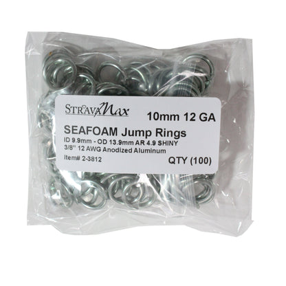 SHINY SEAFOAM GREEN 10mm 12 GA Jump Rings / 100 Pack