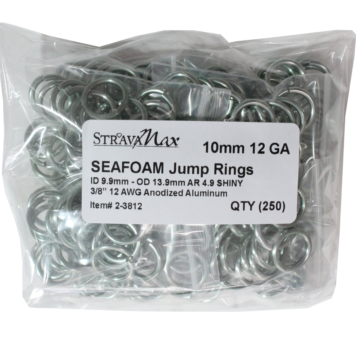 SHINY SEAFOAM GREEN 10mm 12 GA Jump Rings / 250 Pack