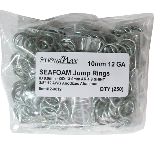SHINY SEAFOAM GREEN 10mm 12 GA Jump Rings / 250 Pack
