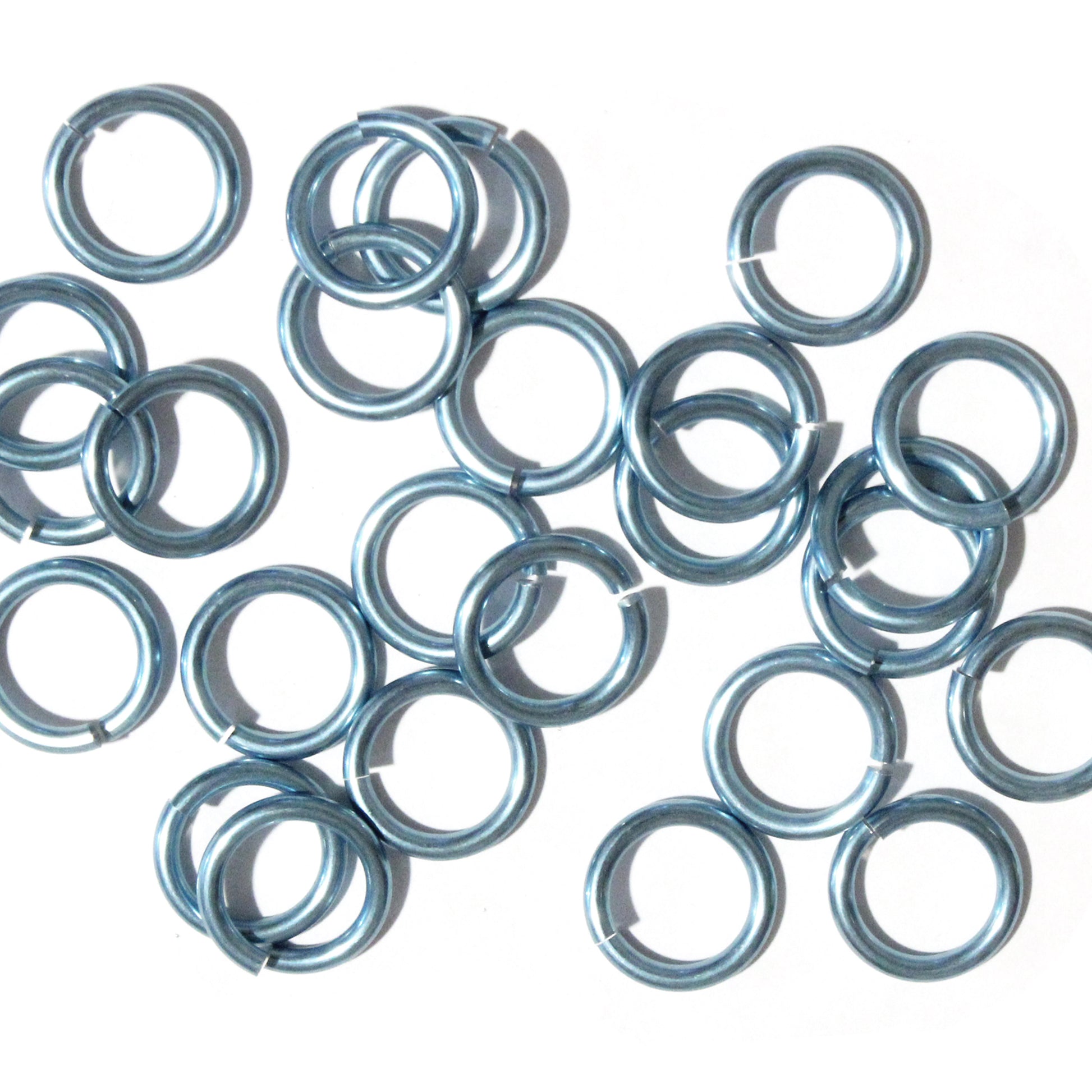 SHINY SKY BLUE 10mm 12 GA Jump Rings