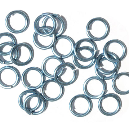 SHINY SKY BLUE 10mm 12 GA Jump Rings