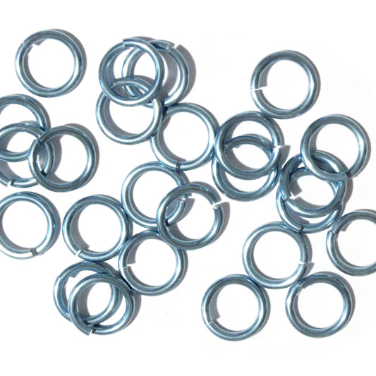 SHINY SKY BLUE 10mm 12 GA Jump Rings