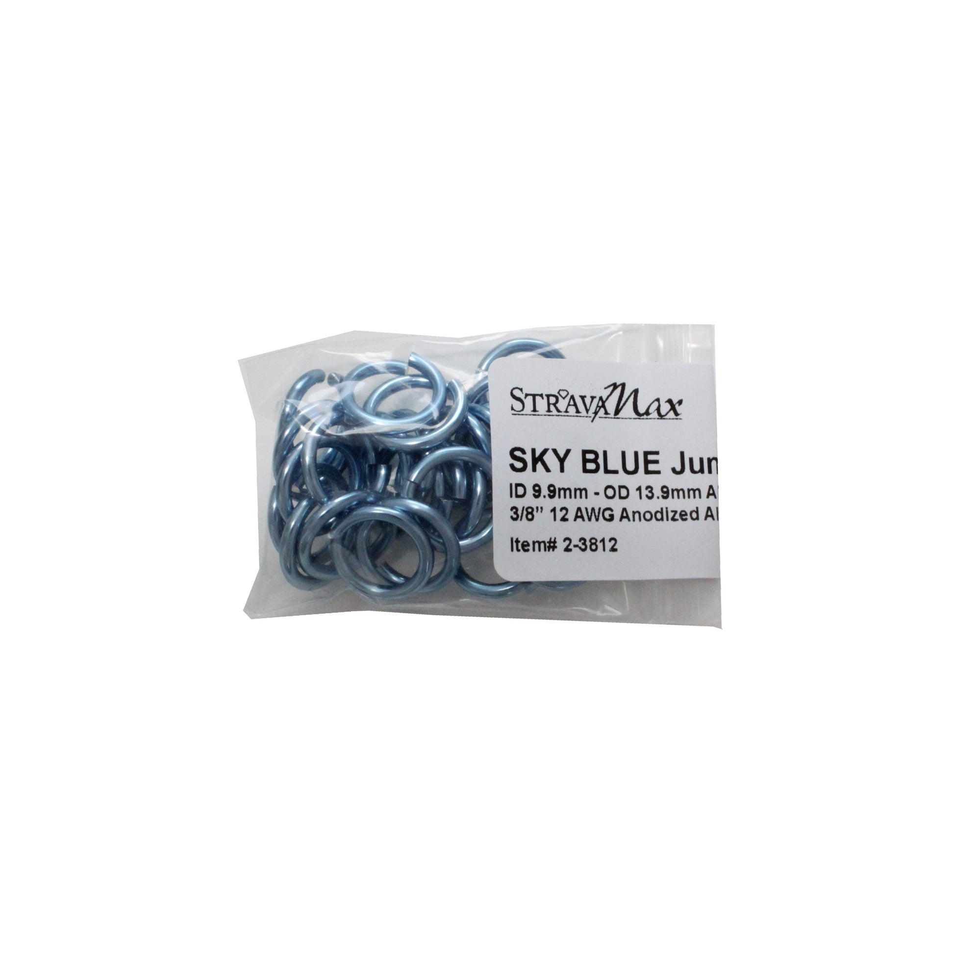 SHINY SKY BLUE 10mm 12 GA Jump Rings / 25 Pack