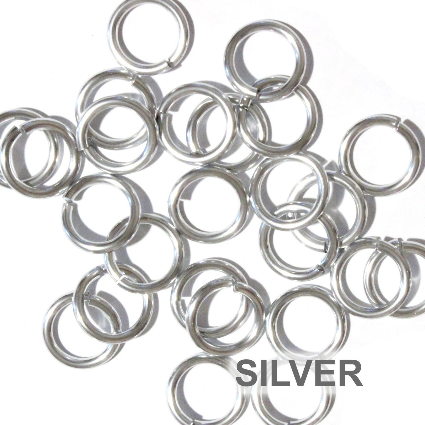 SHINY SILVER 10mm 12 GA Jump Rings