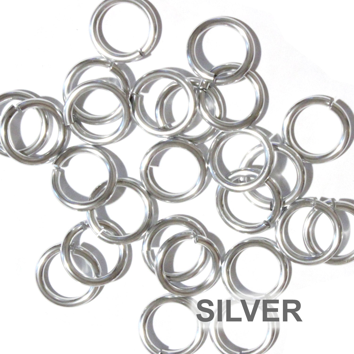 SHINY SILVER 10mm 12 GA Jump Rings