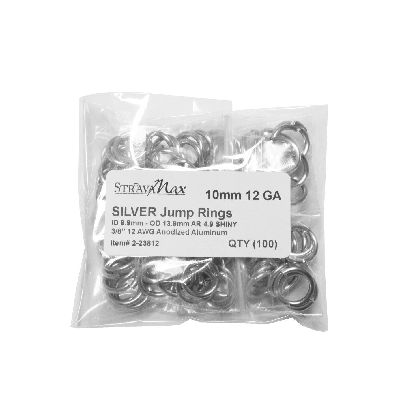 SHINY SILVER 10mm 12 GA Jump Rings - 100 Pack
