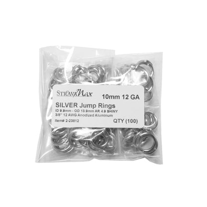 SHINY SILVER 10mm 12 GA Jump Rings - 100 Pack