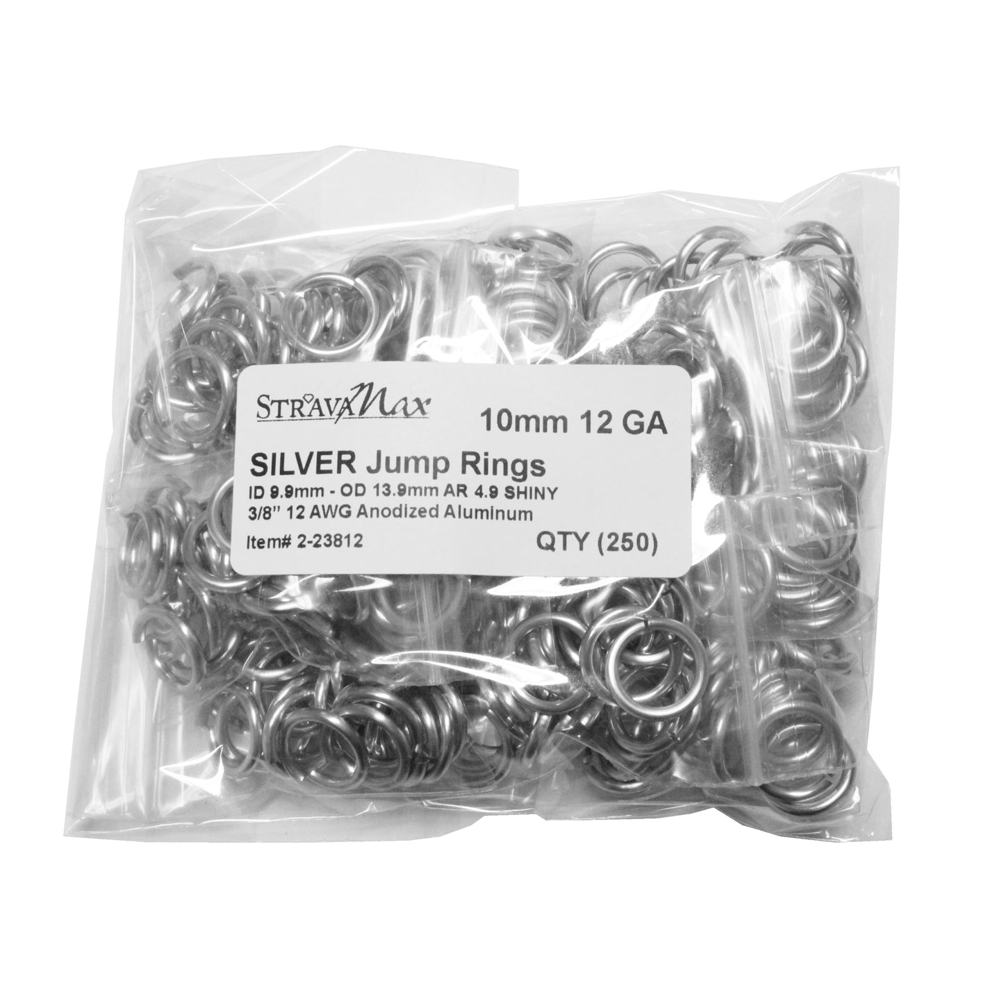 SHINY SILVER 10mm 12 GA Jump Rings - 250 Pack