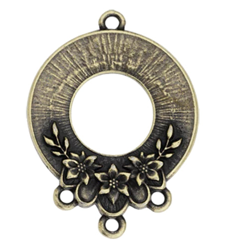 TierraCast Large Blossom Pendant 3 to 1 Link / 34 x 25mm / pewter with a brass oxide finish