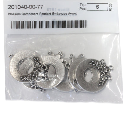 TierraCast Large Blossom Pendant 3 to 1 Link / 34 x 25mm / pewter with antique silver finish