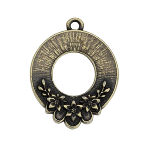 TierraCast Blossom Pendant / 26 x 20mm / pewter with brass oxide finish