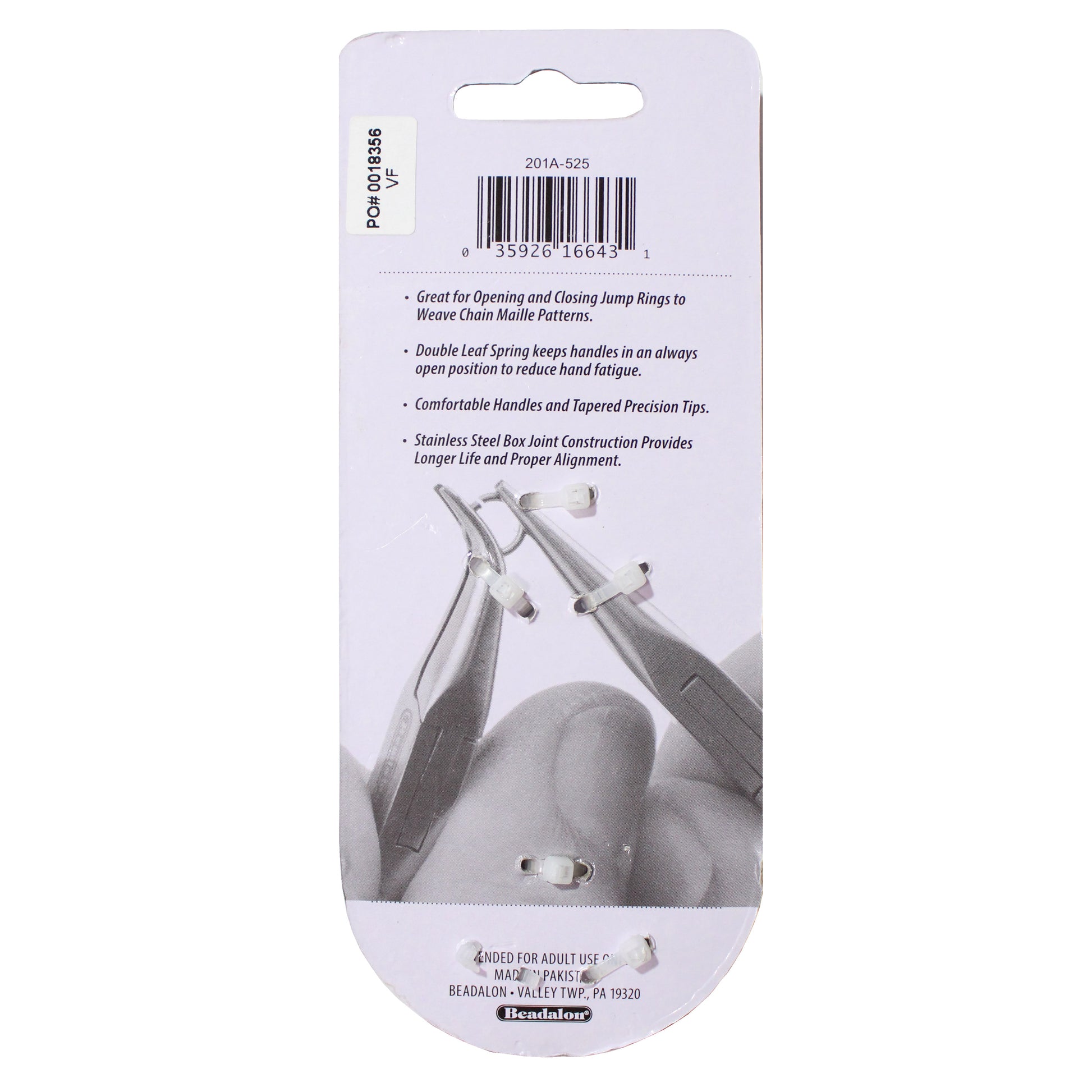 Beadalon Artistic Wire Chain Maille Tool Set / back of package