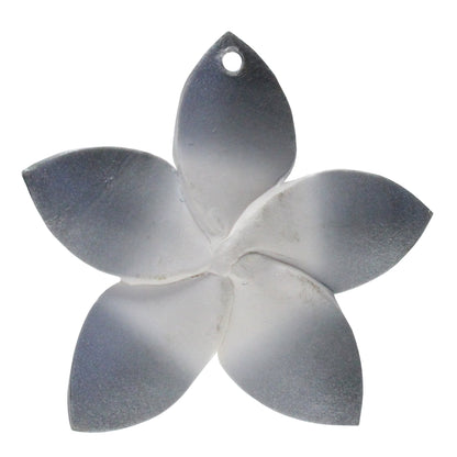 Large Plumeria Flower Charm / white with silver trim / handmade polymer clay / 50mm diameter