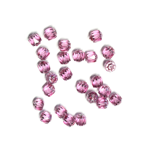 6mm Fuchsia Pink Lantern Beads / Silver Coated Ends / 25 Bead Pack