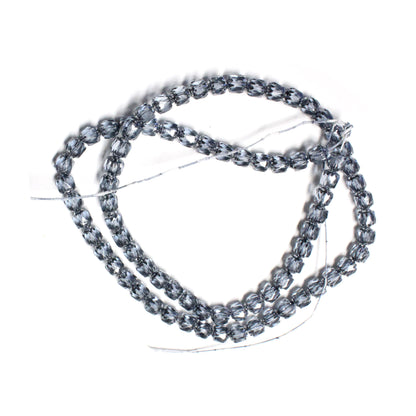 6mm Black Diamond Lantern Beads / Silver Coated Ends / 80 Bead Strand