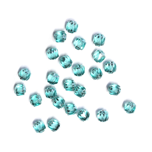 6mm Teal Green Lantern Beads / Silver Coated Ends / 25 Bead Pack