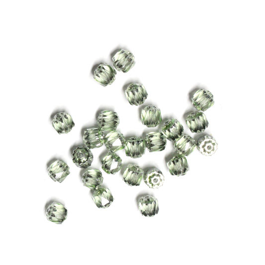 6mm Peridot Green Lantern Beads / Silver Coated Ends / 25 Bead Pack