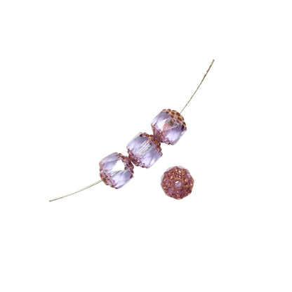 6mm Alexandrite Lantern Beads / Gold Coated Ends / 25 bead pack