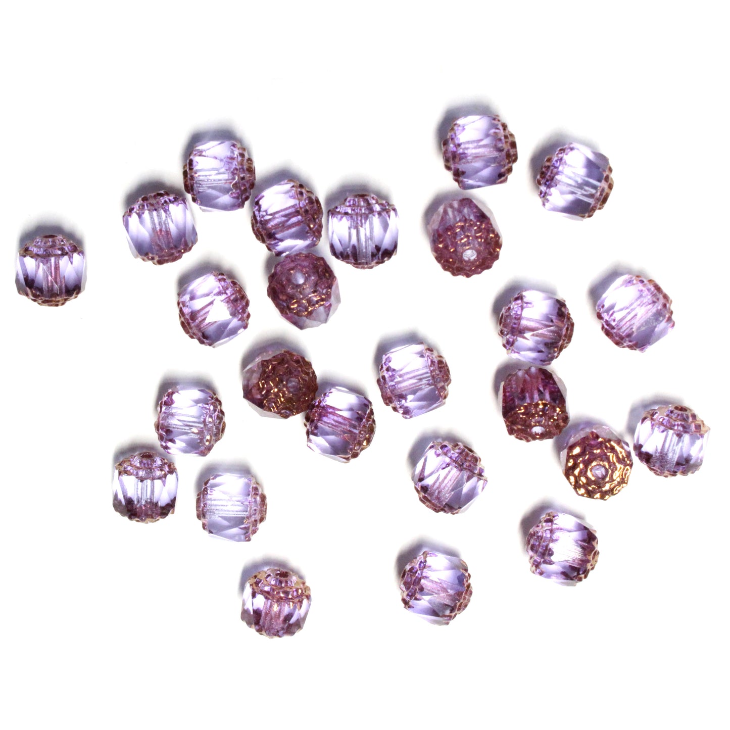 8mm Alexandrite Lantern Beads / Gold Coated Ends / 25 Bead Pack