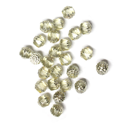 8mm Jonquil Yellow Lantern Beads / Silver Coated Ends / 25 Bead Pack
