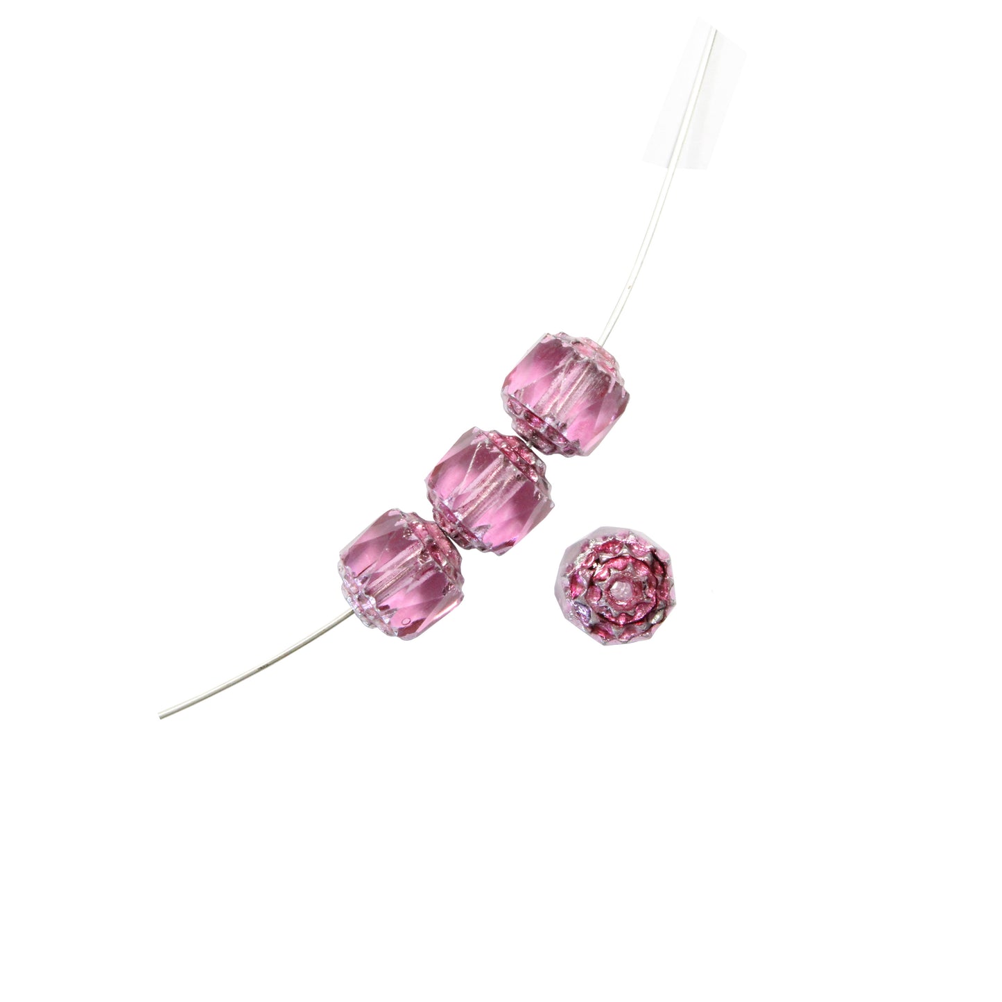 6mm Fuchsia Pink Lantern Beads / Silver Coated Ends / 25 Bead Pack