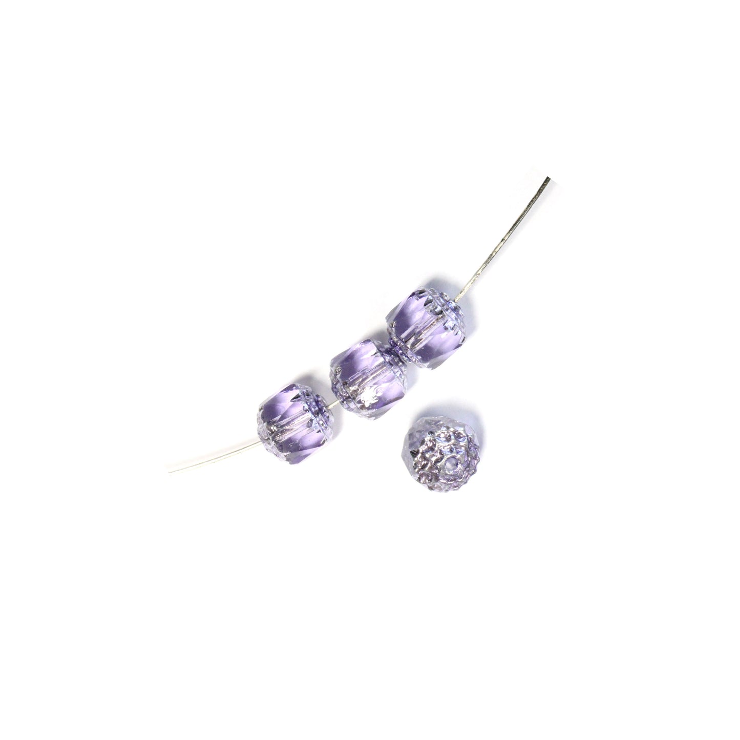 6mm Alexandrite Lantern Beads / Silver Coated Ends / 45 Bead Pack