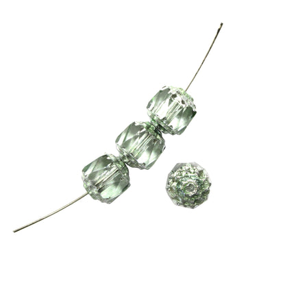 6mm Peridot Green Lantern Beads / Silver Coated Ends / 25 Bead Pack