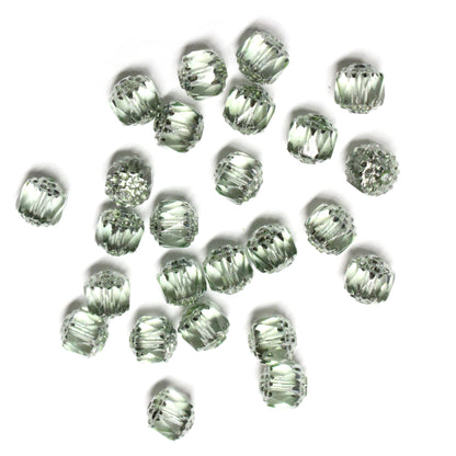 8mm Peridot Green Lantern Beads / Silver Coated Ends / 25 Bead Pack