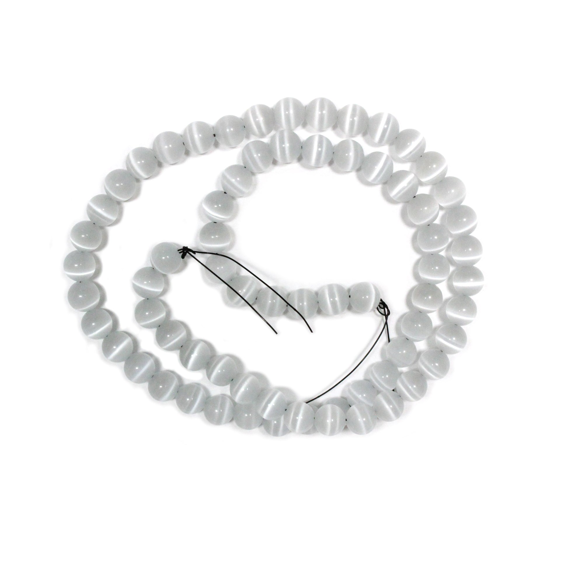 WHITE 6mm Round Fiber Optic Beads