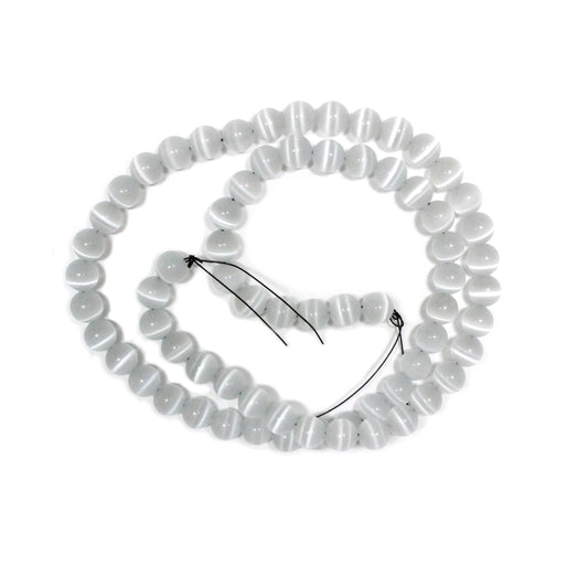 WHITE 6mm Round Fiber Optic Beads