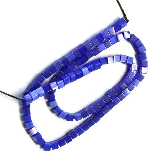 DARK BLUE 4mm Cube Fiber Optic Beads