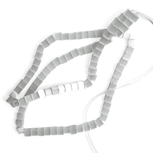 WHITE 4mm Cube Fiber Optic Beads