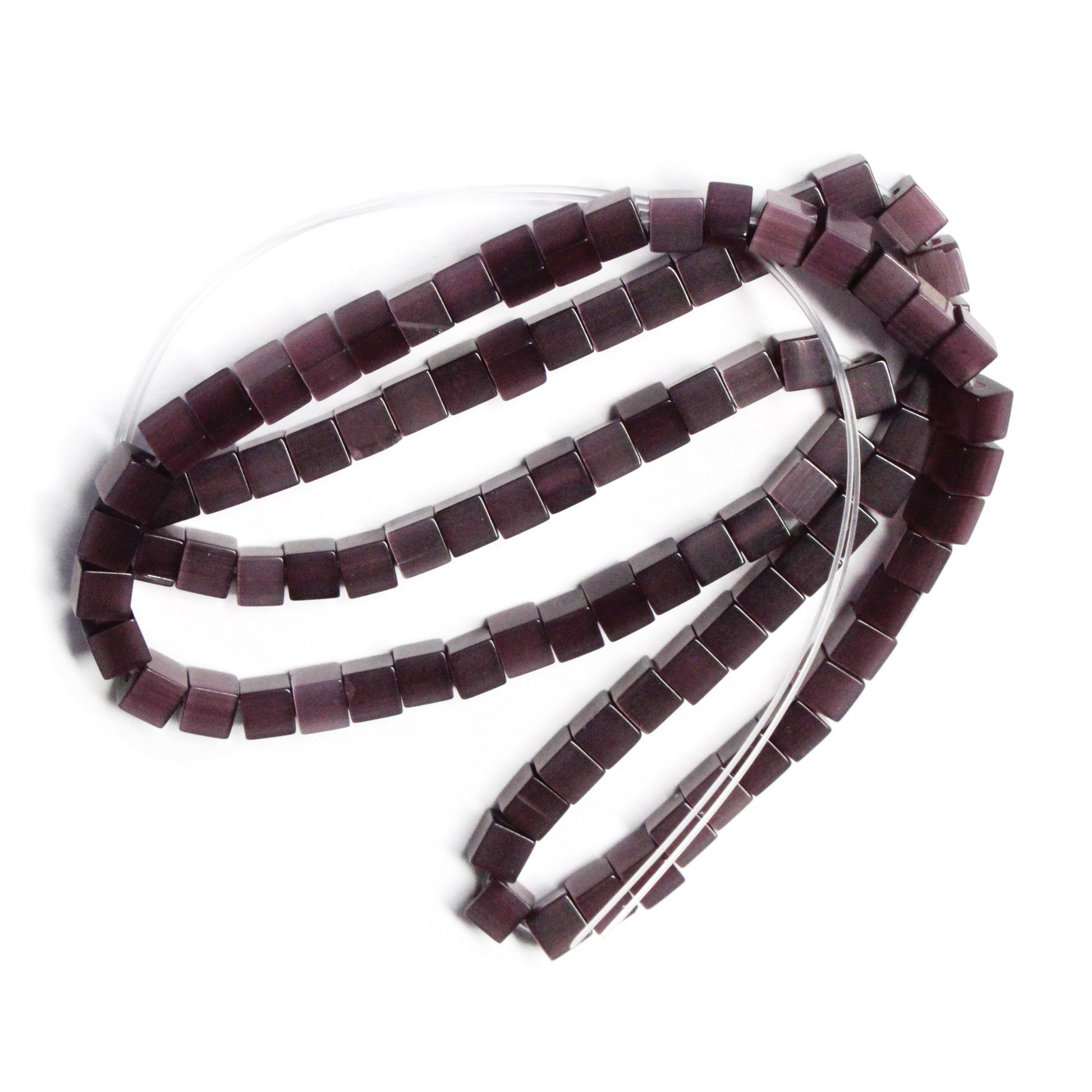 PURPLE 4mm Cube Fiber Optic Beads