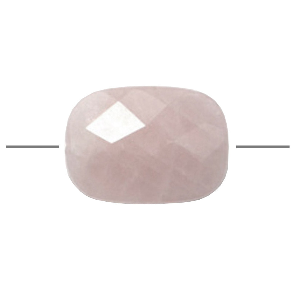 Rose Quartz Rectangle Faceted Beads / 6 Bead Strand / 25x18x8mm