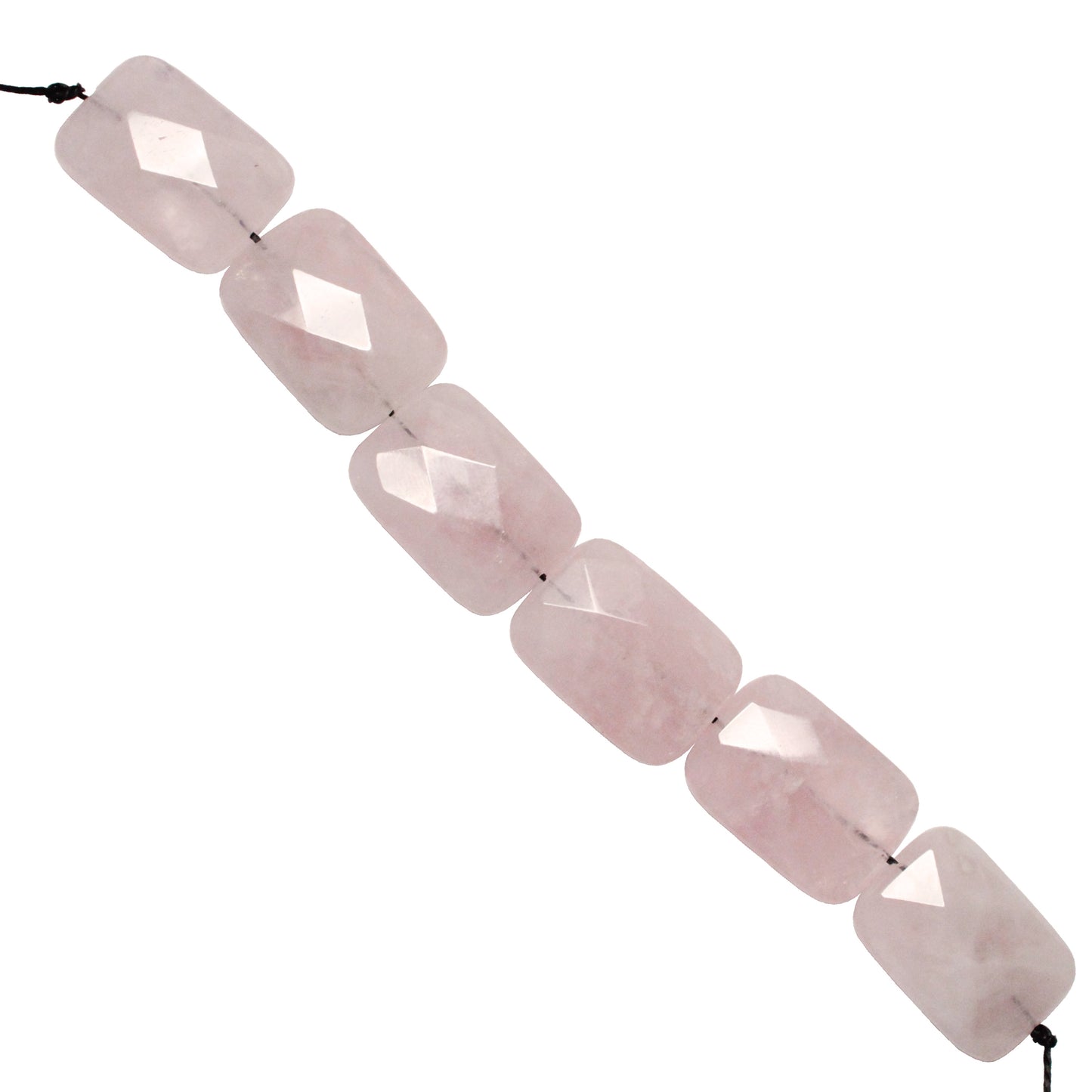 Rose Quartz Rectangle Faceted Beads / 6 Bead Strand / 25x18x8mm