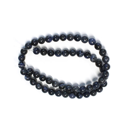 7mm Dark Sodalite / 16" Strand / natural / smooth round stone beads