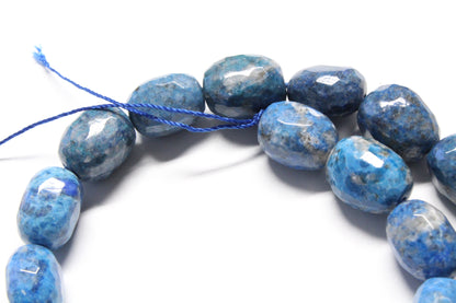 Blue Lapis Faceted Large Nugget Beads / 15 x 12mm / 15" Strand