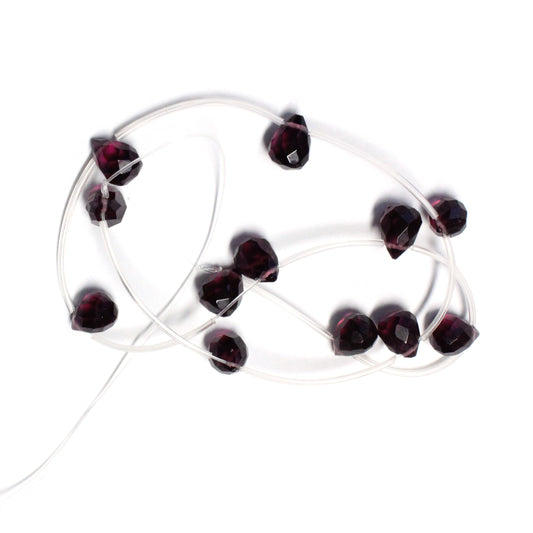 Purple Amethyst Faceted Teardrops / 12 Bead Strand / 12x10mm / man-made translucent stone