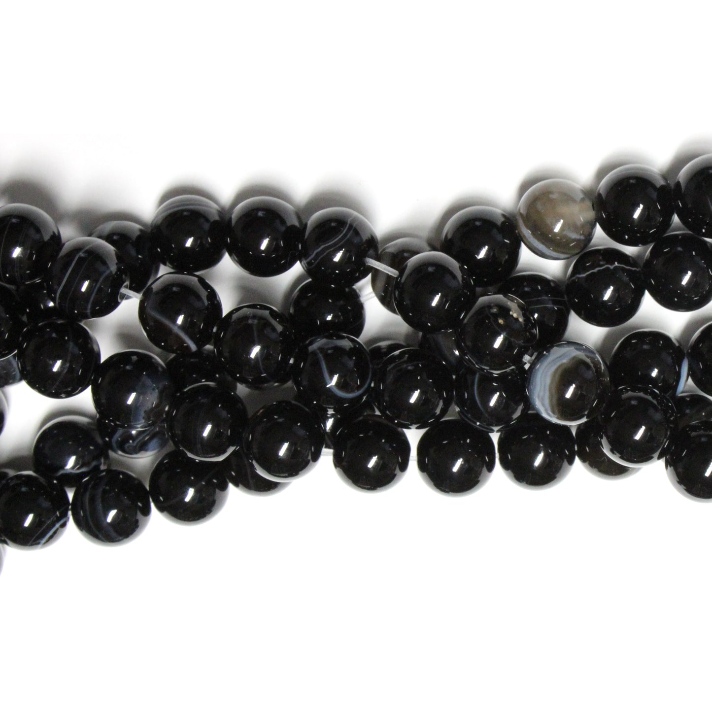 8mm Sardonyx / 15" Strand / black color / smooth round beads