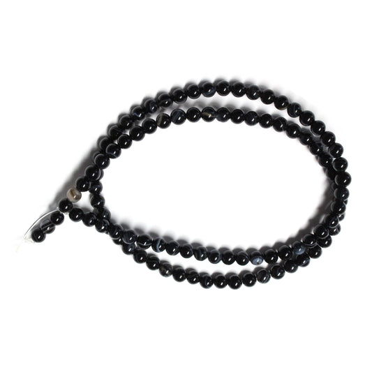 4mm Sardonyx / 15" Strand / black color / smooth round beads