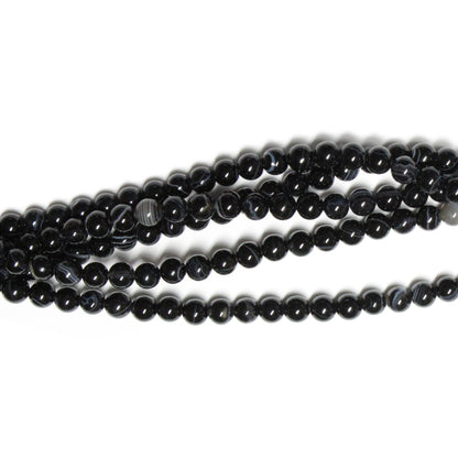 4mm Sardonyx / 15" Strand / black color / smooth round beads