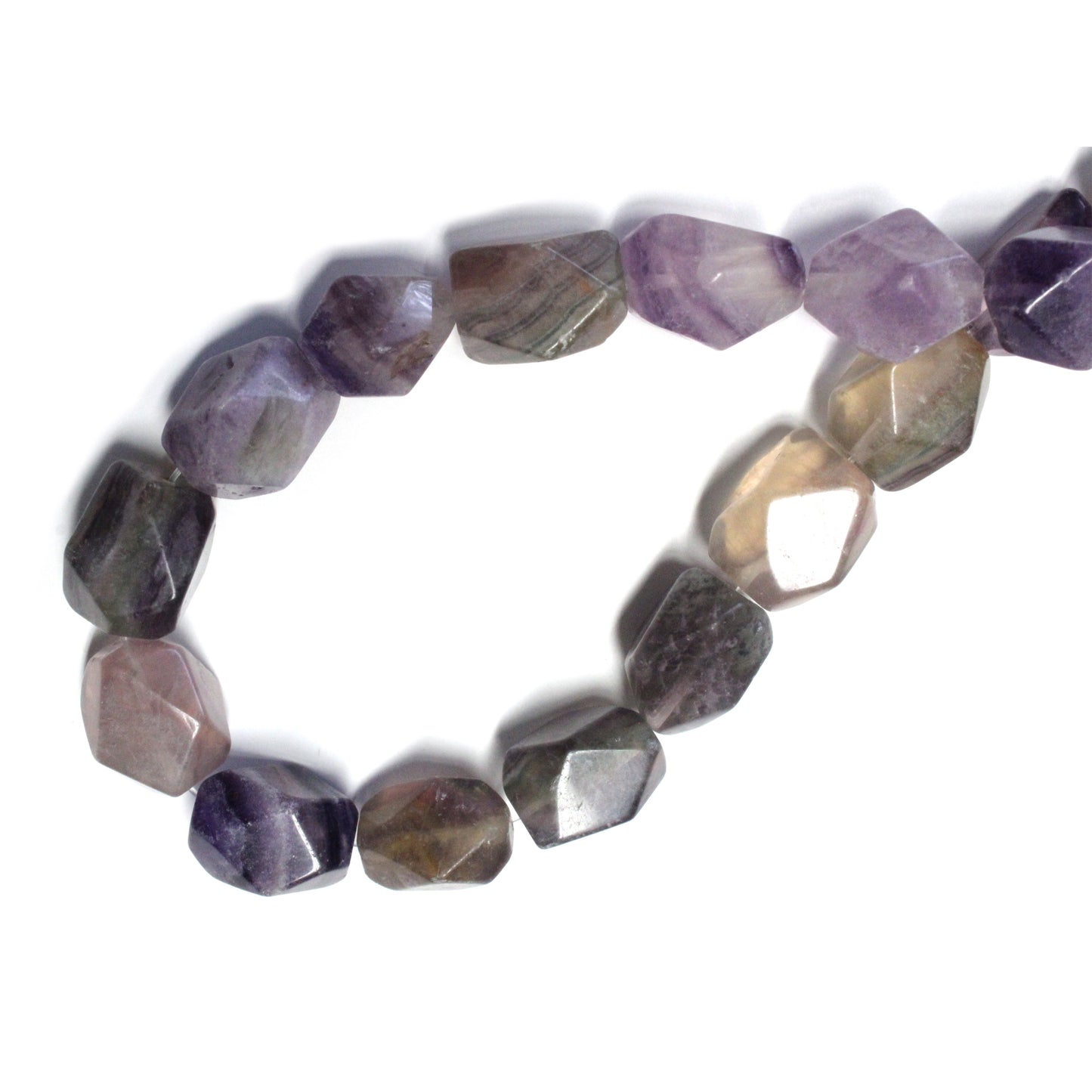 Purple Fluorite Irregular Faceted Large Nugget Beads / 22 Bead Strand / smooth polished beads