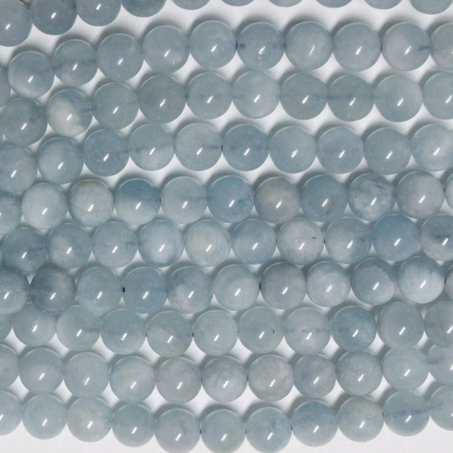 6.5mm Aquamarine Round Beads / 15" Strand