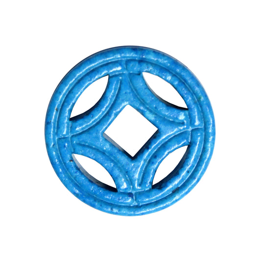 Celtic Cross Medallion / dyed chalk blue turquoise / 40mm Dia x 6mm Thk