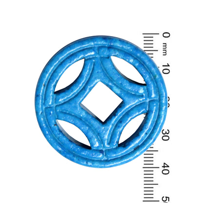 Celtic Cross Medallion / dyed chalk blue turquoise / 40mm Dia x 6mm Thk