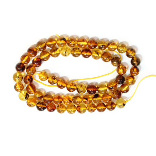 6mm Baltic Amber Round Beads / natural / 15" Strand