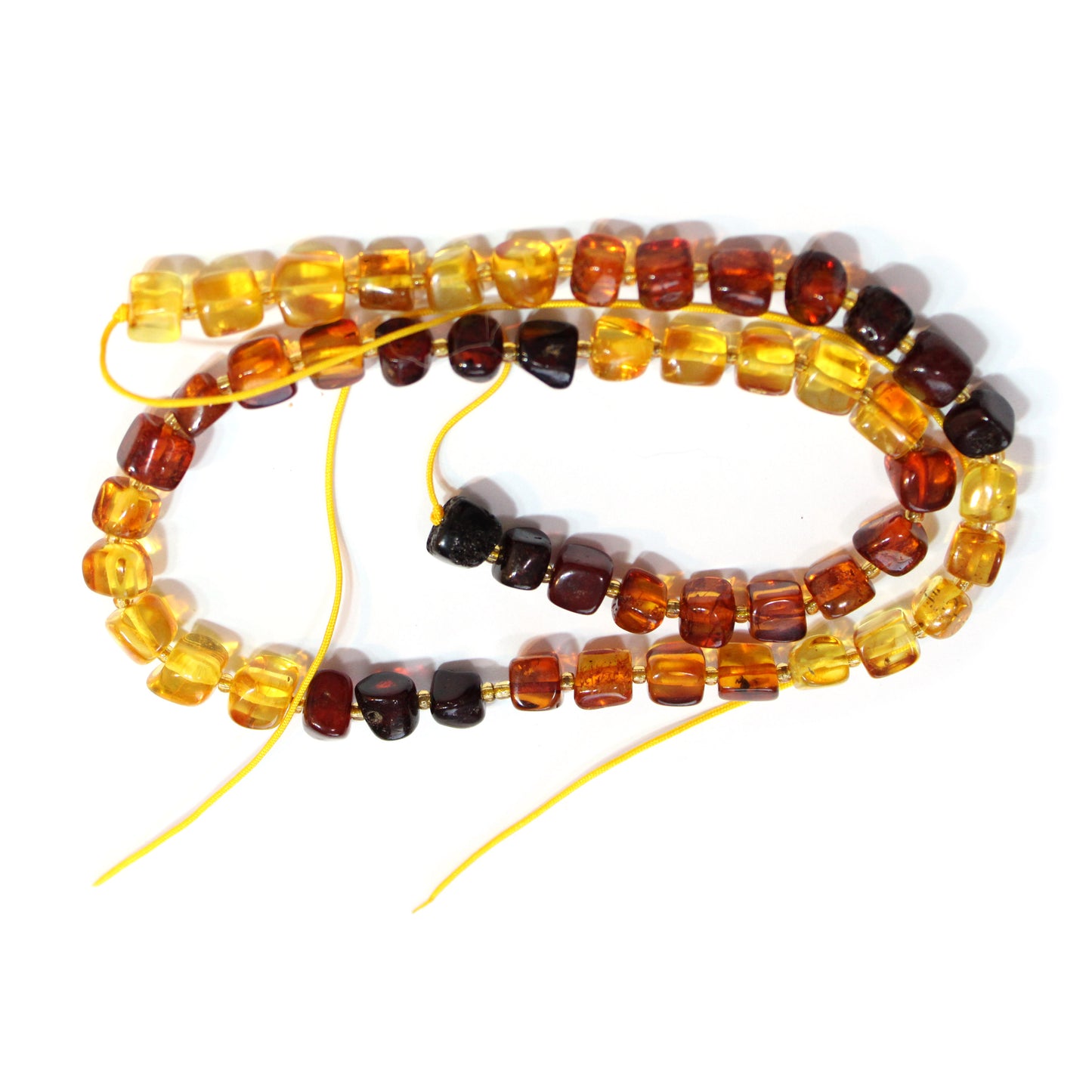 Baltic Amber Cube Beads / 6mm gradient-colored irregular natural / 15" Strand