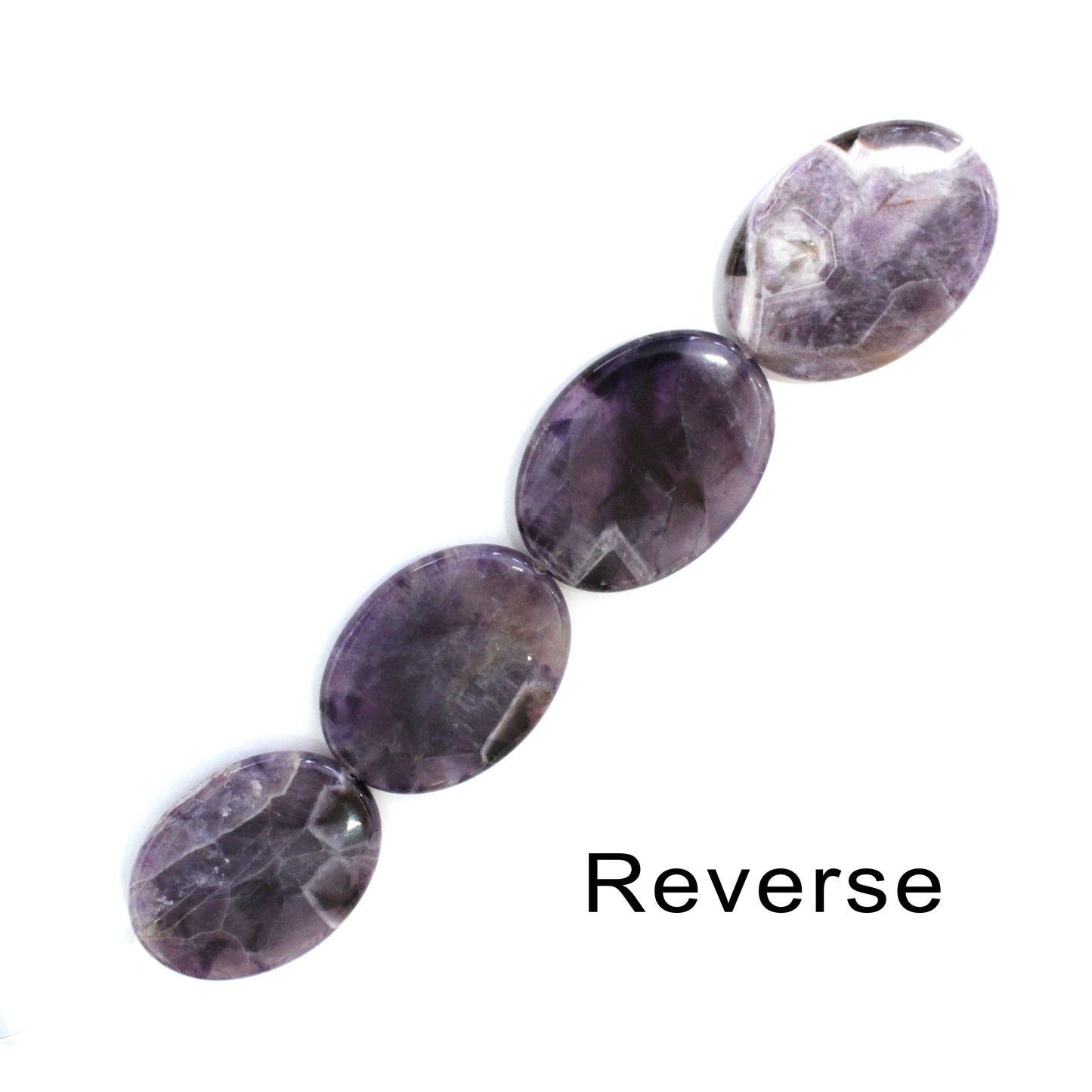 Dog Teeth Amethyst Oval Beads / 4 Bead Strand / 40mmx30x8mm / smooth polished natural stone focal bead