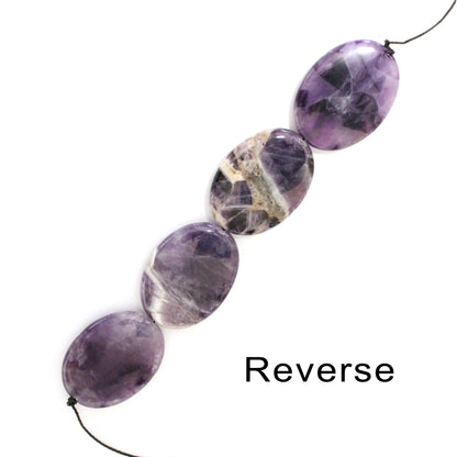 Dog Teeth Amethyst Oval Beads / 4 Bead Strand / 40x30x8mm / smooth polished natural stone focal bead