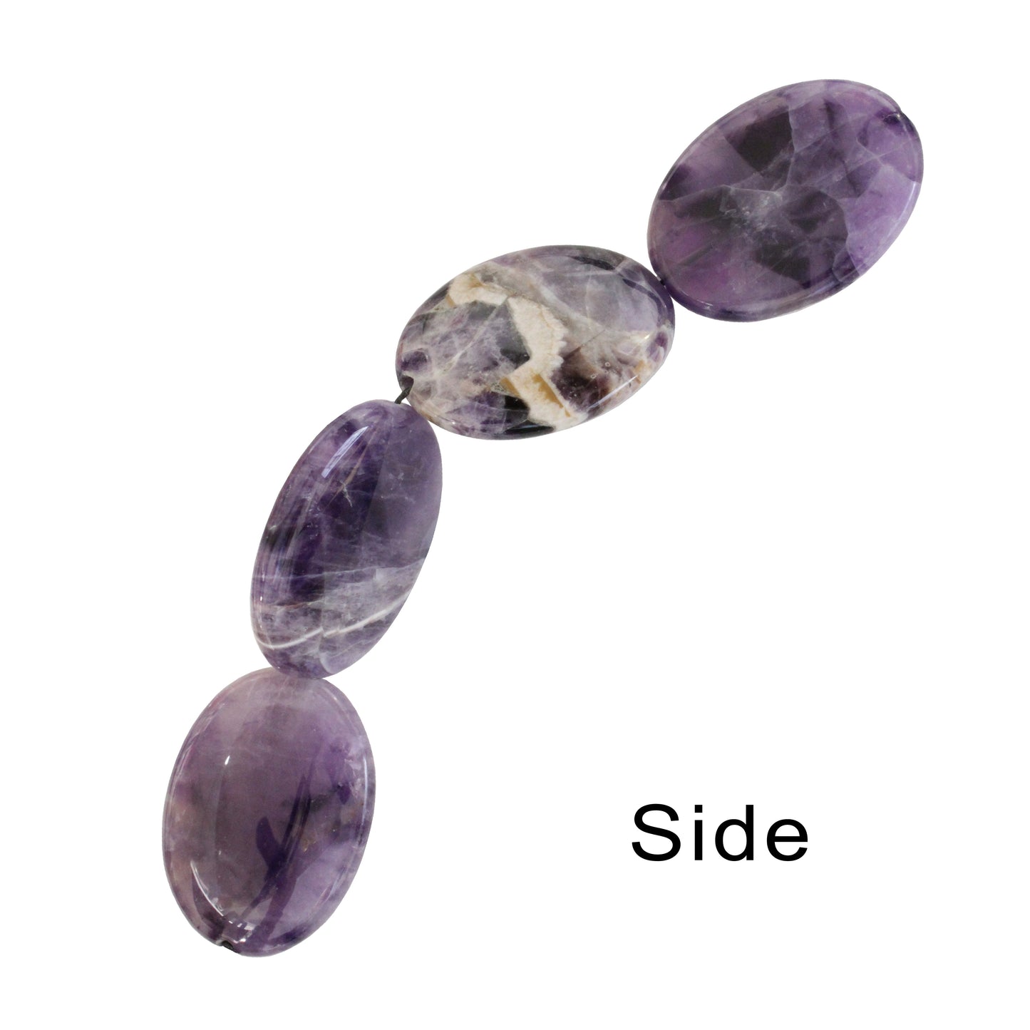 Dog Teeth Amethyst Oval Beads / 4 Bead Strand / 40x30x8mm / smooth polished natural stone focal bead